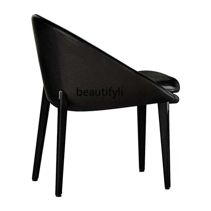 

Italian Light Luxury Dining Chair Modern Simple Home Cotton Linen Fabric Dining Room Backrest Chair Wooden Lounge Chair