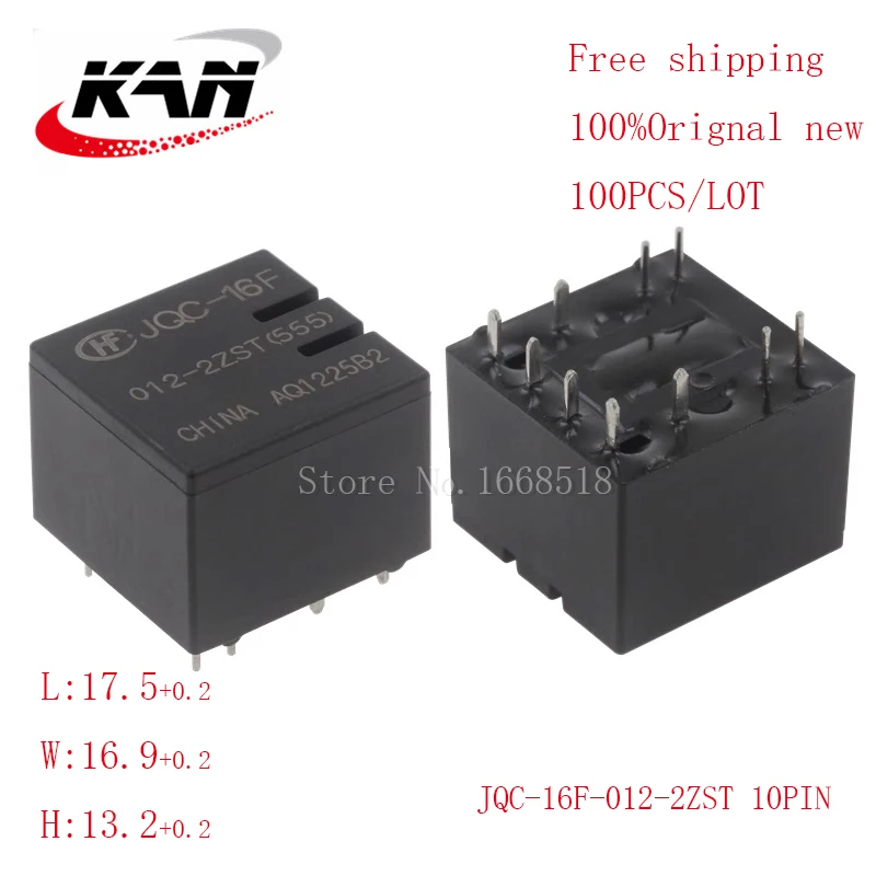 

Free shipping 100pcs Automobile relay JQC-16F-012-2ZST JQC-16F 12VDC 10PIN Original New