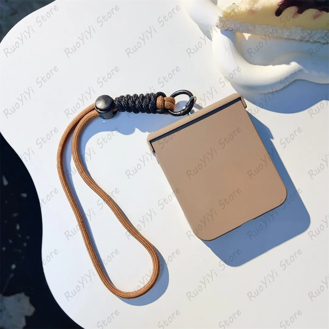 Cute Solid Color Portable Rope Phone Case - Hot Brown Korean Style