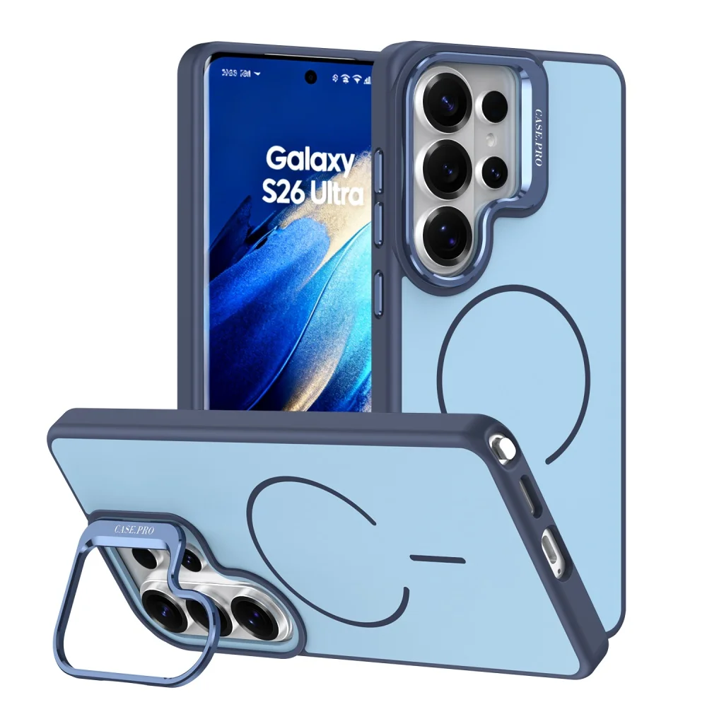 Magnetic Silicone Ring Lens Stand Case with Shockproof Bumper Cover - Magsafe Compatible