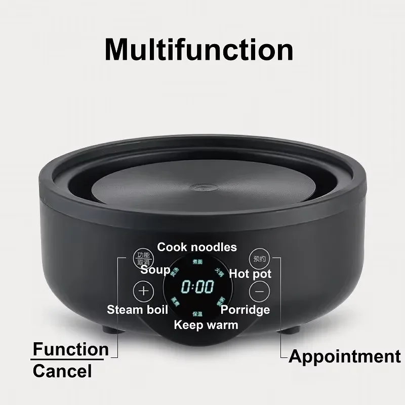 110V/220V Smart Electric Cooker Multifunction Split Pot Home Non-stick Frying Pan Mini Electric Hot Pot Appointment Steamer 1.8L 4