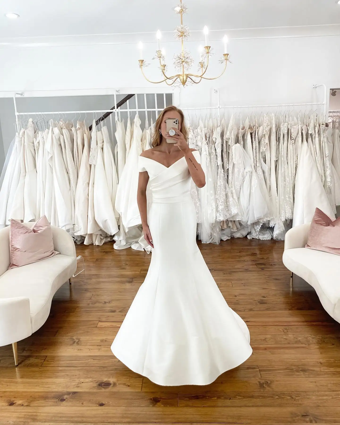 

Luxury Satin Mermaid Wedding Dresses Off The Shoulder Civil Bridal Church Wedding Gowns 2023 Robe de mariee