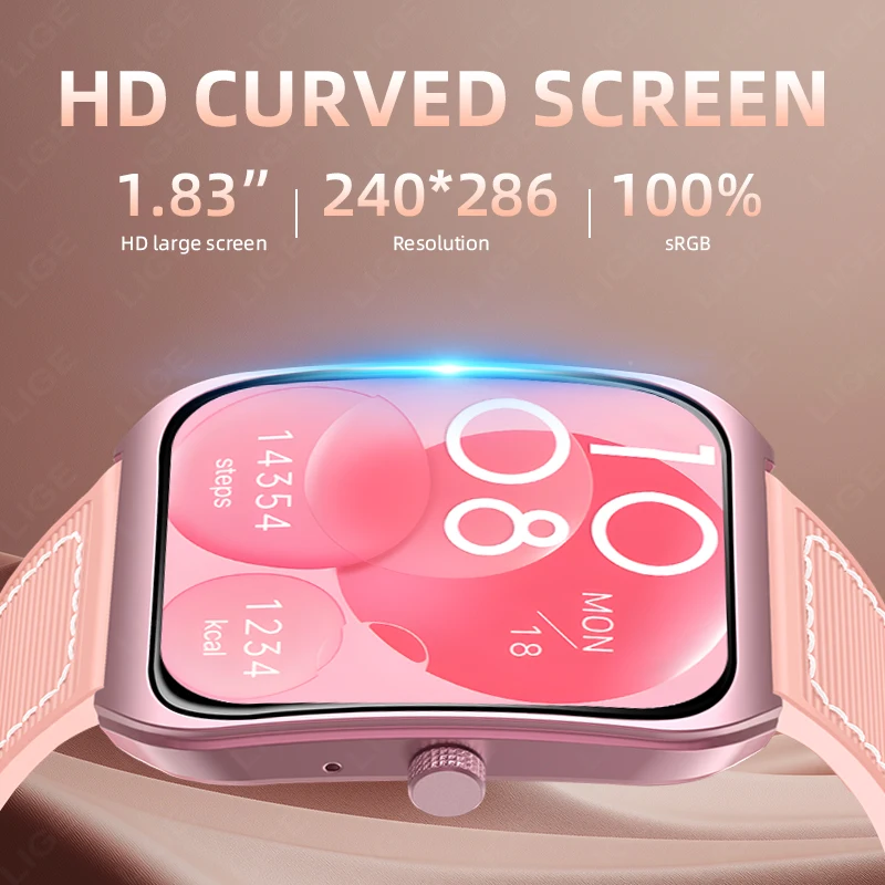 LIGE 2025 New Smartwatch Dynamic Island Bluetooth Talking Heart Rate Sleep Monitor Sports Smart Watch For Women Men Holiday Gift