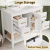 Bathroom Vanity with Sink,36"Modern Undermount Bathroom Sink Cabinet with 4 Drawers&Open Shelf,Vanity Sink with Charging Station 4