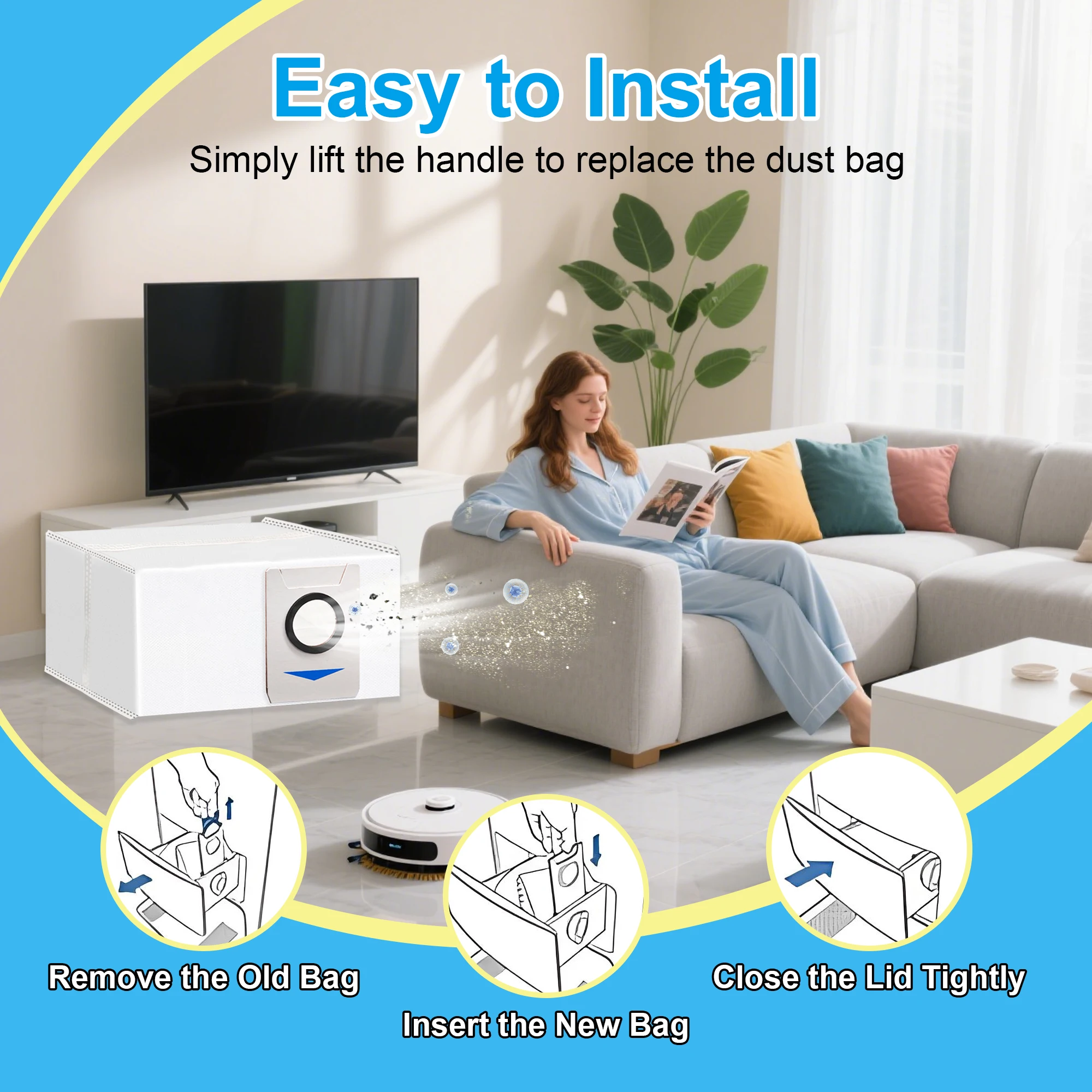 Lot De 12 Sacs à Poussière Pour Aspirateur Robot Ecovacs (compatible Deebot T20, OMNI, T10, TURBO) - Sacs De Rechange Blancs - 6
