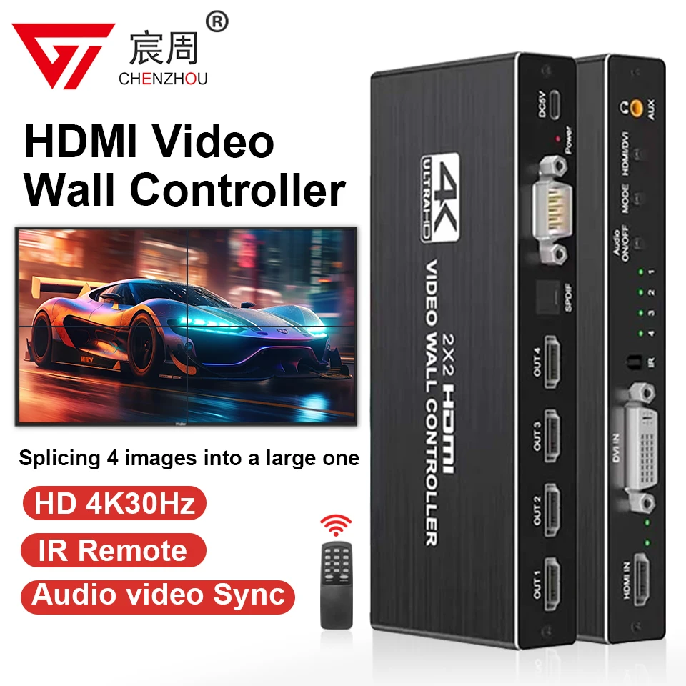 Настенный видеоконтроллер HDMI, 2x2, 1080P, HDMI, DVI, 1X2, 1X4, 1X3, 2X1, 3x1, 4X1, мульти-видеоэкран, процессор, устройство для сращивания