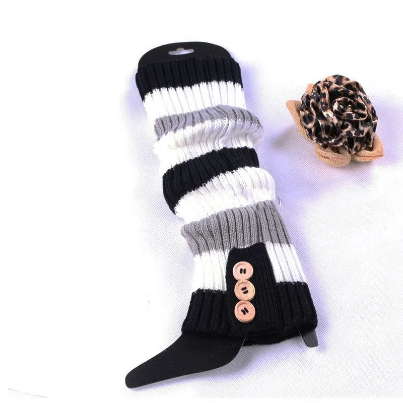 

Winter Leg Warmers Ankle Womens Stretch Knitted Slouch Warm Thermal Harajuku Japanese Striped Ladies Boot Socks Female Bottom