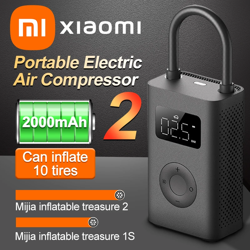 Xiaomi Air Pump 2 Mijia Electric Air Compressor Treasure 150PSI Type-C LED  Multitool Inflator 