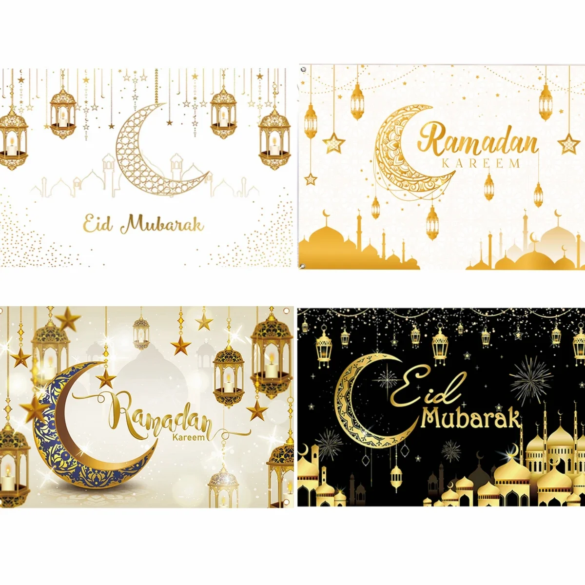 Eid Mubarak Background Backdrop Ramadan Decoration For Home 2024 Islam Muslim Party Supplies Ramadan Kareem Eid Al-fitr Gift images - 6