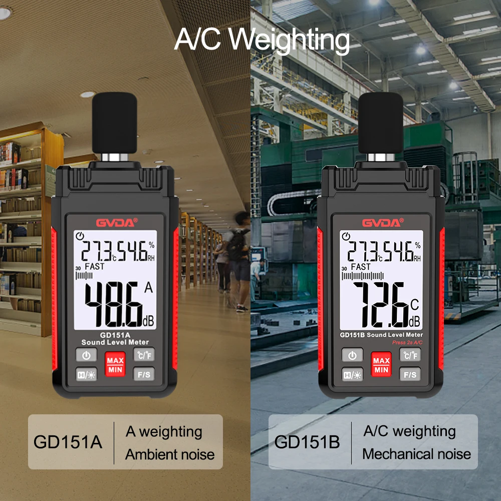 GVDA Digital Sound Level Meter Audio Level Meter Sonometro Sound Meter Decibelimetro 30-130dB Decibel Meter Portable Noise Meter 3
