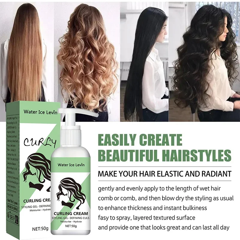 Curly Hair Styling Cream Curl Enhancers Booster Defining Moisturizing Elastin Repair