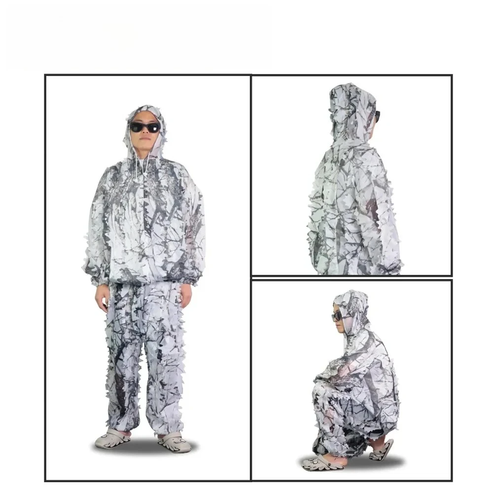 Combinaison Ghillie 3D feuilles camouflage jungle pêche chasse tir jeunes adultes motif feuillage