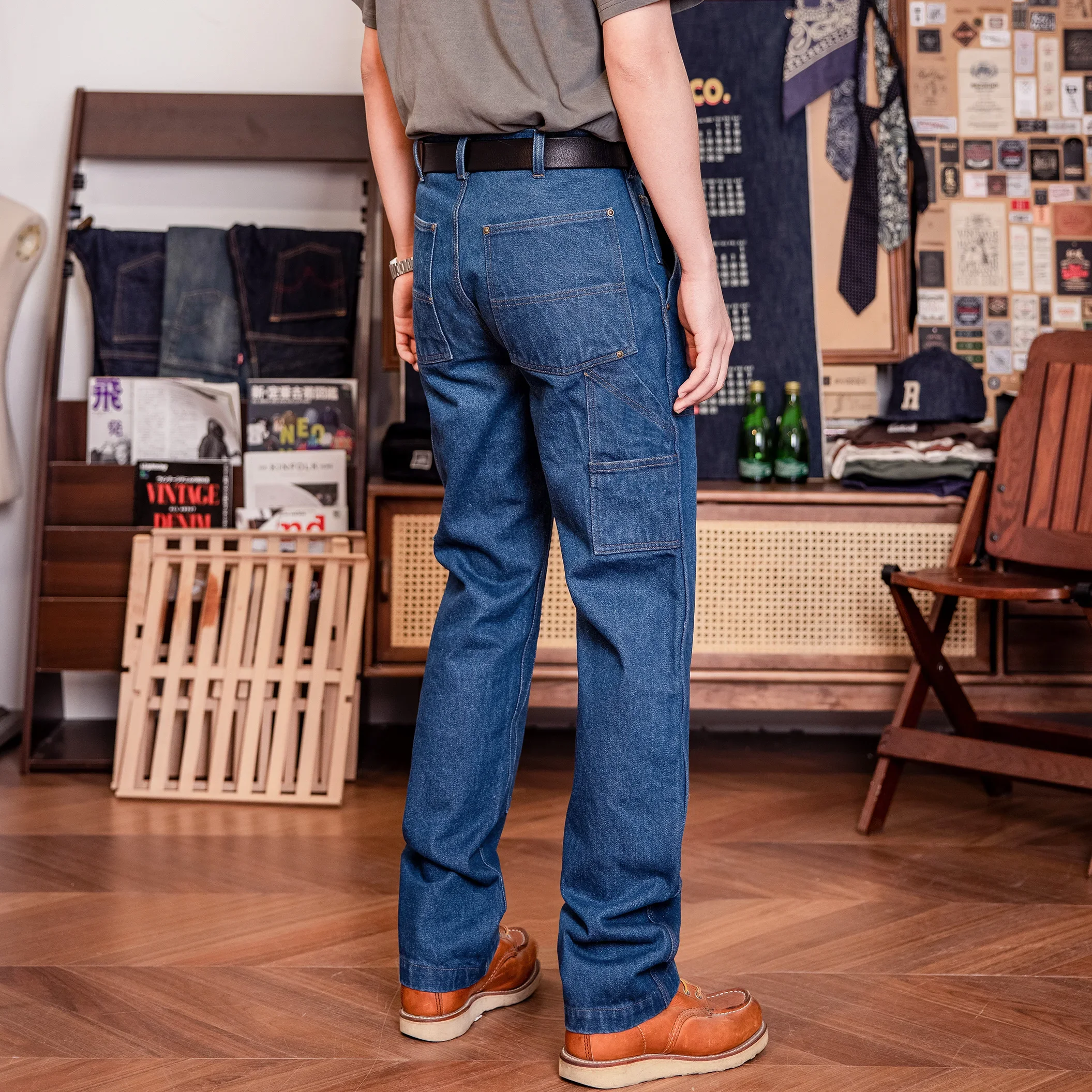 B01-0001B RedTornado Super Heavy Weight 15oz Indigo Selvage Washed Pants Sanforised Thick High Waist Raw Denim Jean 2