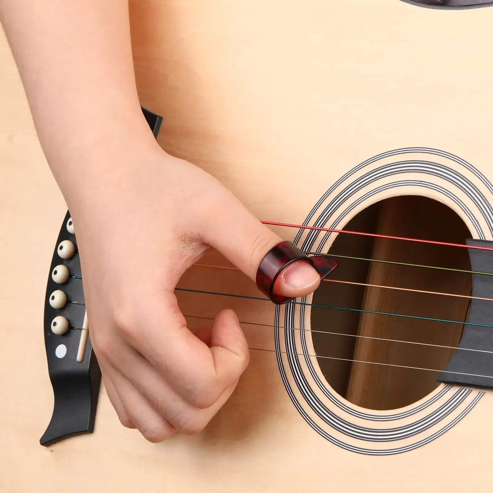 10pcs Celluloid Guitar Finger Picks Thumb/Index Sizes Fingerstyle Protector Anti-Slip Design Bass Acoustic/Electric  Guitar