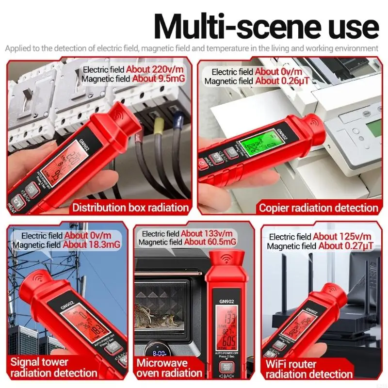 E28F Temperature Electromagnetic Field Radiation Detector Tester Meter Rechargeable Digital Screen Counter Emission Dosimeter
