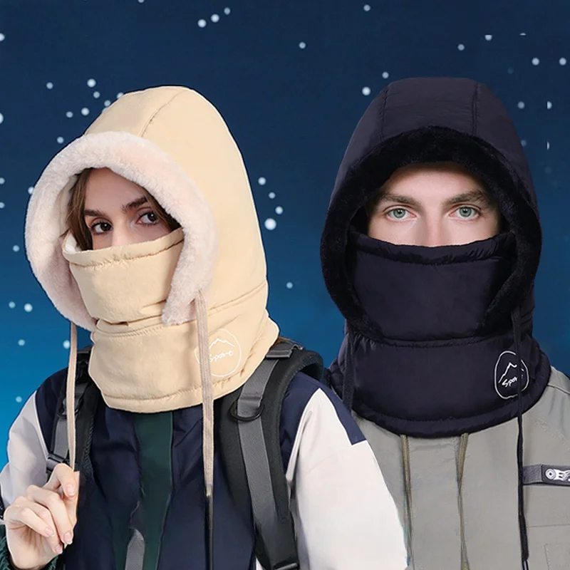 Winter Plush Warm Hat Balaclava Thickned Beanies Cap Women Men Outdoor Sports Windproof Scarf One-Piece Hood Cover Fleece Hat - Image 2
