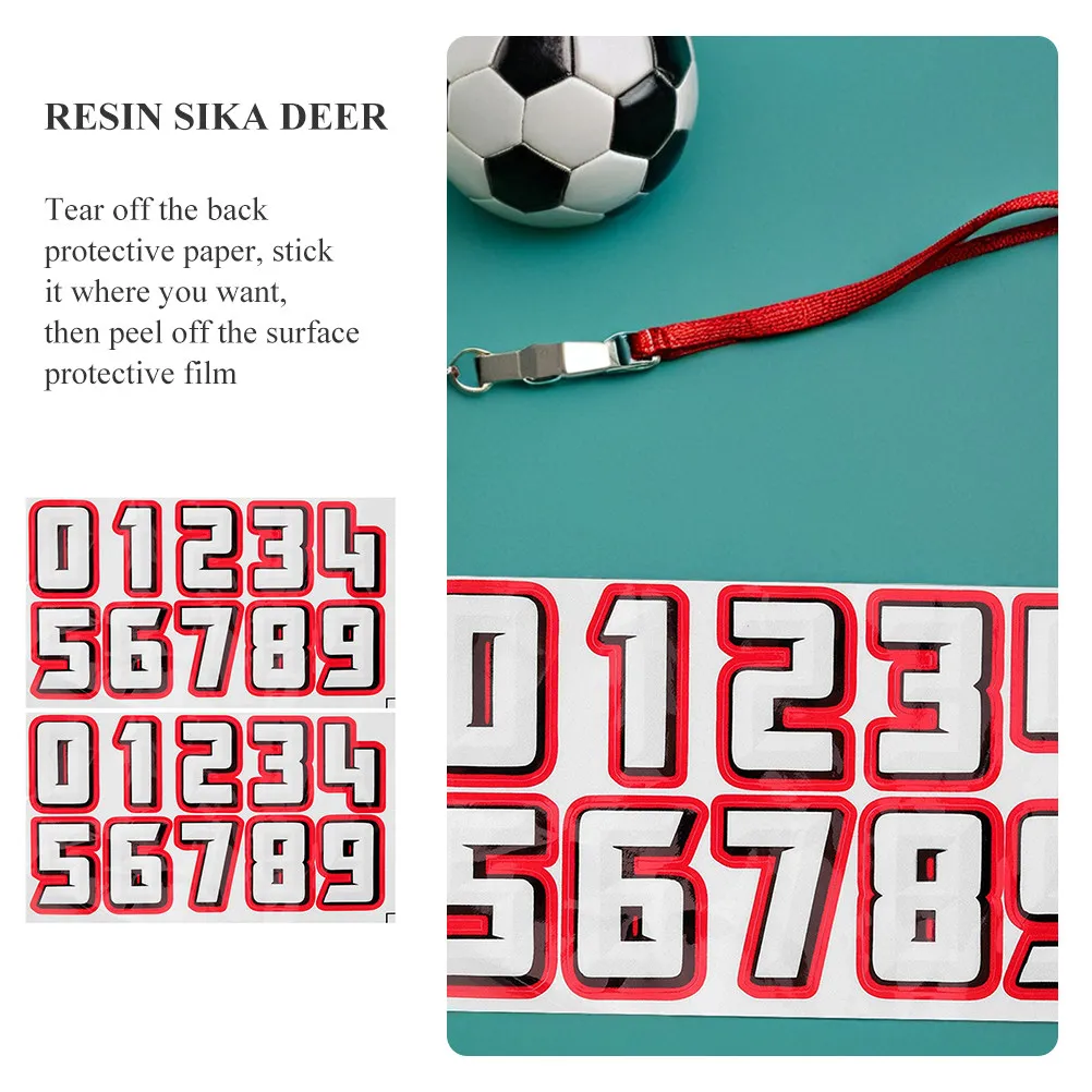 2세트 숫자 스티커 자체 접착식 플라스틱 축구 야구 데칼 스포츠 훈련 대회 라벨