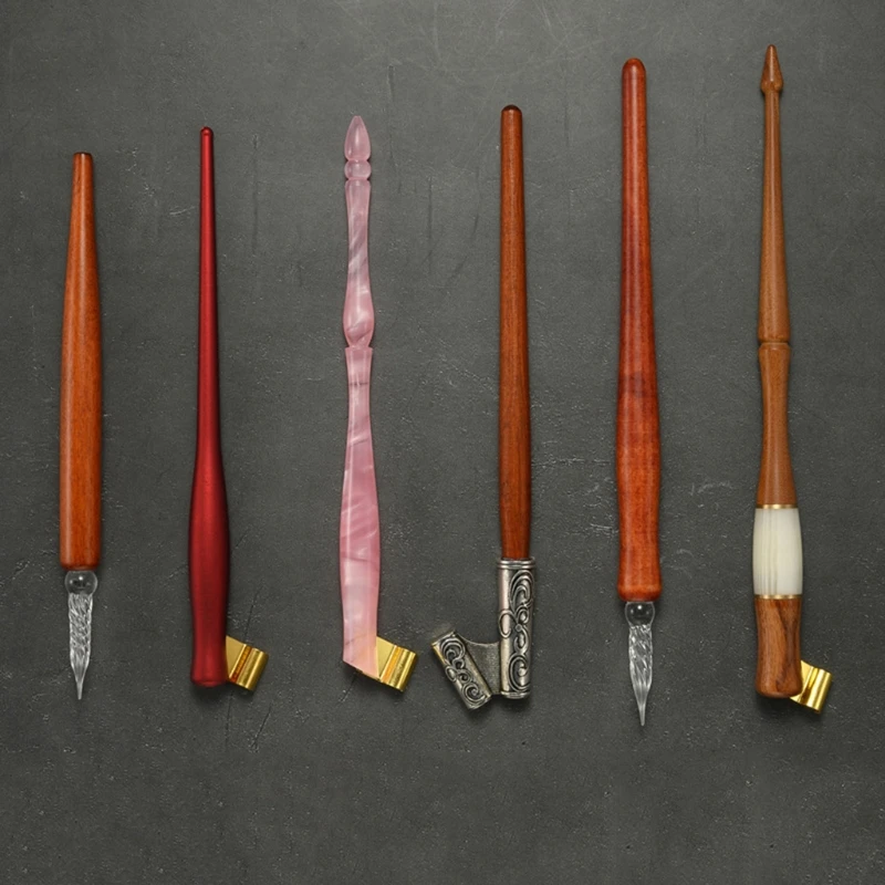 Penna a immersione in vetro 18 colori fatta a mano in vetro borosilicato elegante penna in cristallo per la scrtura di disegni con decorazioni  21