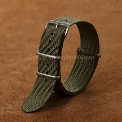 Ribbed Nylon Watch Strap - Durable Military - Style Band Bracelet - 22mm (Army Brown)