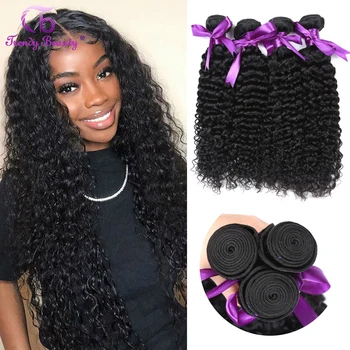 Peruvian Kinky Curly Hair Bundles Human Hair Extensions 1/3/4 Pcs Double Weft Weaves Human Hair Bundles 1