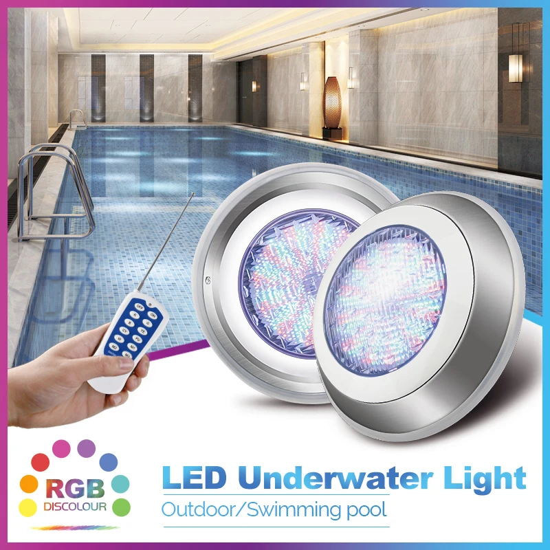 12V waterproof ip68 wall mounted stainless steel 12w 18w 25w 35w 45w pool light Pond Light Outdoor RGB Led Piscina Luz Spotlight submersible led lights with remote