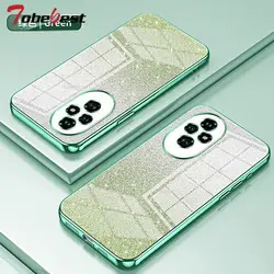Gradient Glitter Plating Bling Soft Silicone Phone Case for Honor 50 Pro (Green)