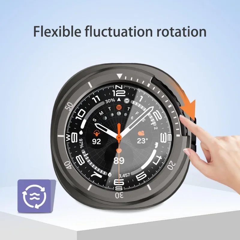 Enhanced Privacy Glass PC Case with Screen Protector Bumper for Galaxy Watch 8 Classic