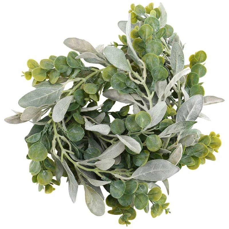 

6X Lambs Ear Garland Greenery And Eucalyptus Vine / 38 Inches Long/Light Colored Flocked Leaves/Soft And Drapey Wedding