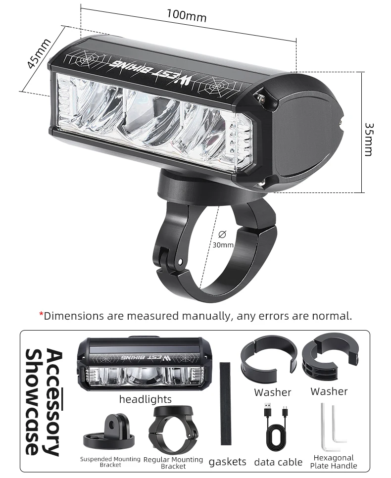 Lumière de vélo LED USB noire. - Test et Avis