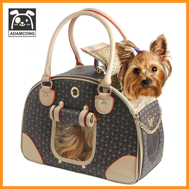 Fashion Dog Carrier PU Leather Dog Handbag Dog Purse Cat Tote Bag Pet Cat  Dog Hiking Bag, Brown, Large 42*29*18cm - AliExpress