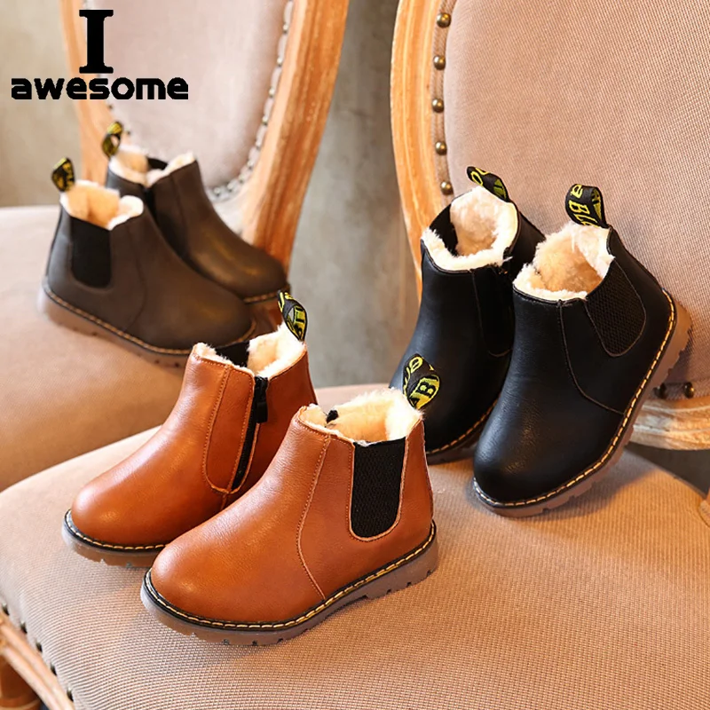 

2021 limited Winter Rain Boots Short Boots Big Boy Children's Shoes Boys Short Boots England Leather shoes Girls Boot New botas