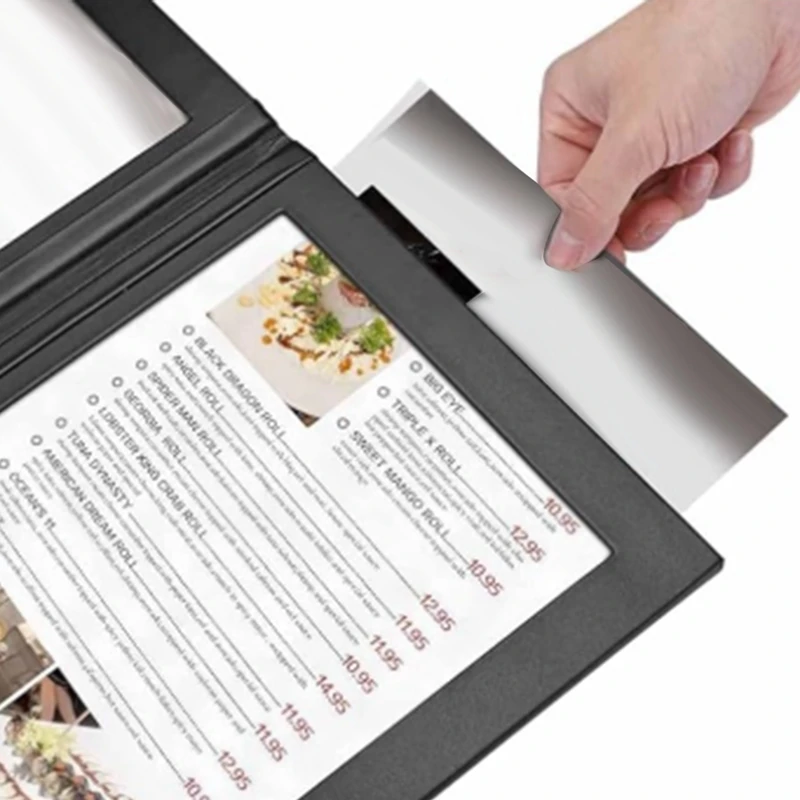 Rechargeable LED Light Menu Book PU Leather Display Book Night Club Restaurants Beer Bar Shop Cafe Two Pages - 4