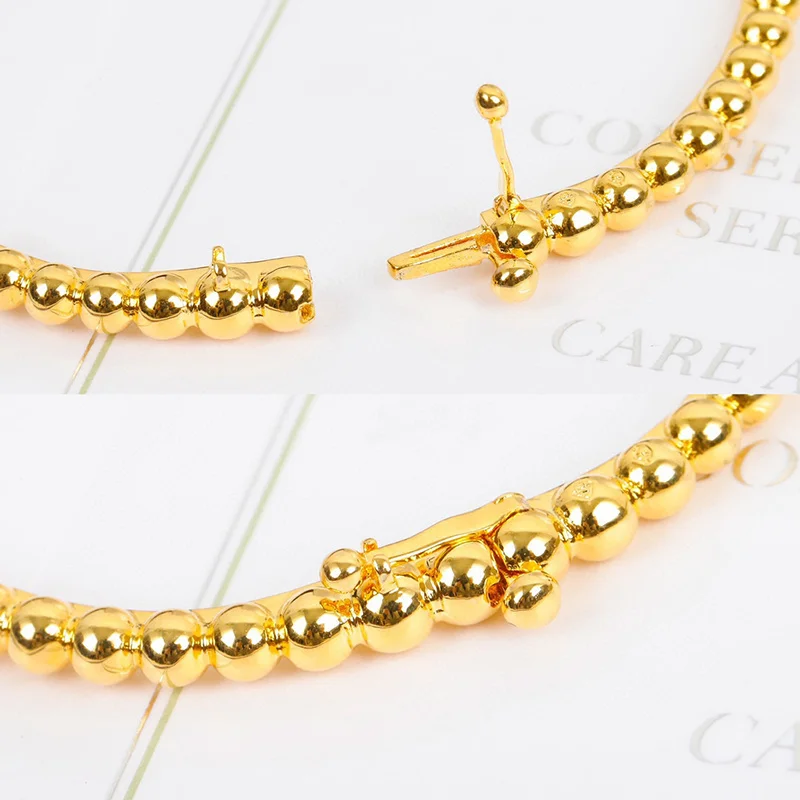 2022 Hot Top Brand Pure Sterling Jewelry Luxury Brand Rose Gold Beads Bangle Wedding Jewelry Around Classic Bangle