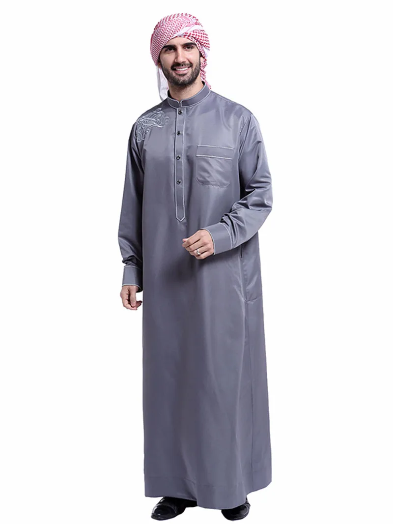 The New Muslim Arab Middle East Men \'s Robes With Embroidery Male Traditional Clothing Four Season Can Wear Easy To Clean