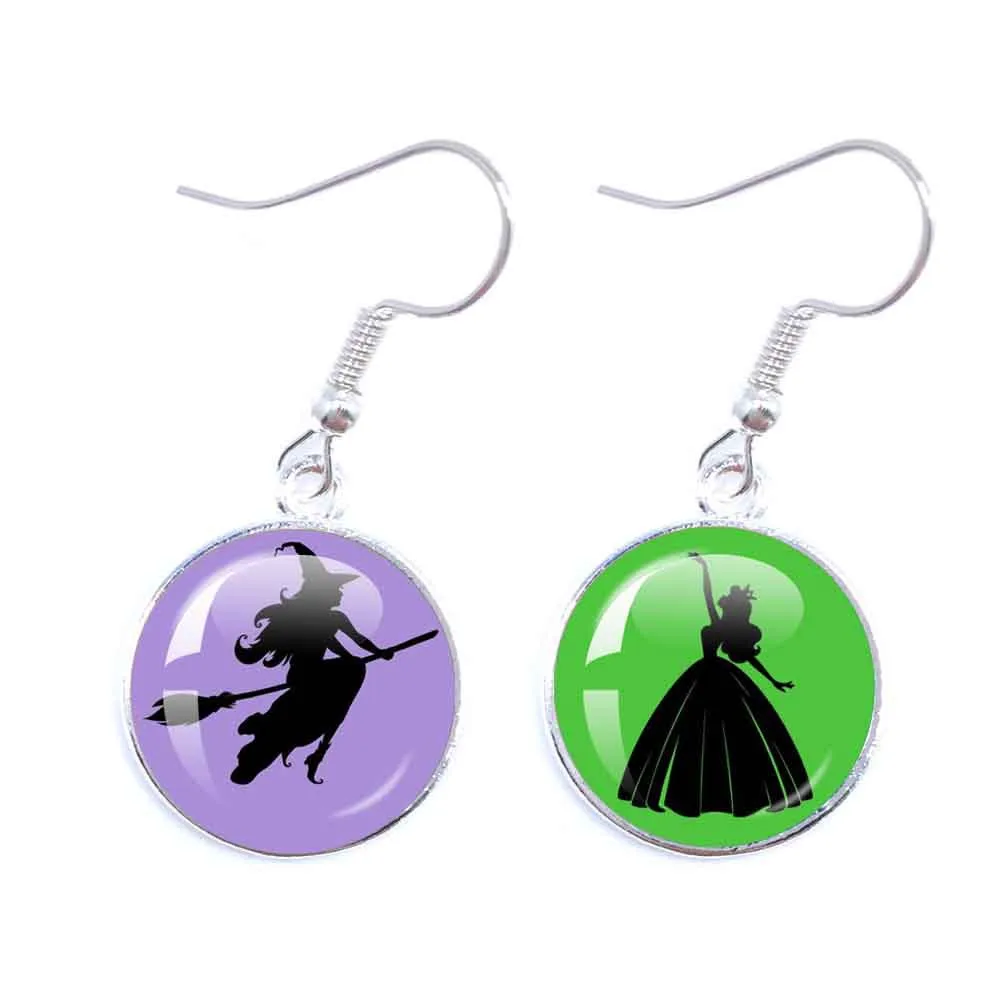 Classic Musical Movie Magic Wicked Witch Glass Glass Cabochon Earrings Drop Earring For Women Girls Cosplay Jewelry Accessories 4