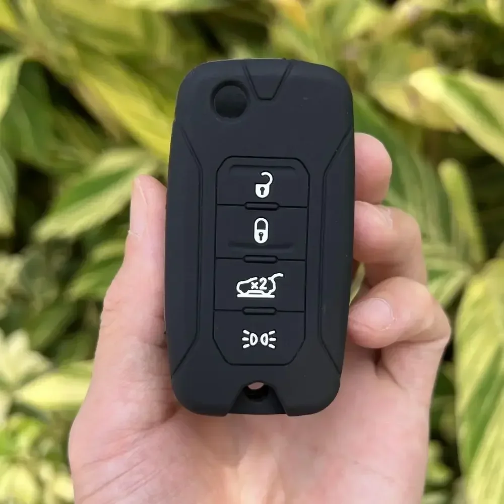 Key Case Cover Key Case Remote Control Case Cover Flip Key Fob Shell Car Key Shell ZAD Silicone Rubber Car Key Case Cover FOB for Jeep Renegade Hard Steel Flip Folding Remote 4button Keyless