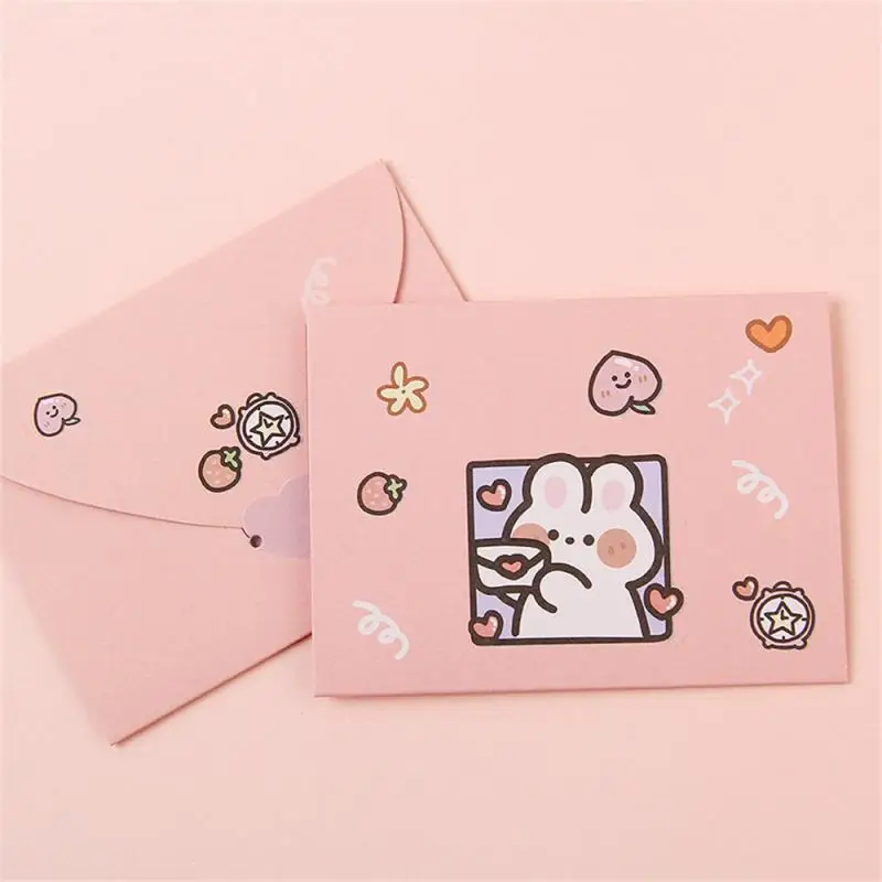 Cute Cartoon Birthday Card Blessing Thank Envelope Letter Paper Postcard Decor Gift Tanabata Birthday Girly Style Bear Rabbit