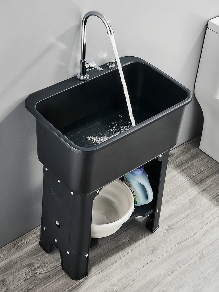 Wash Basin Home Balcony Small Apartment Mini Sink Bathroom Column Type Laundry Basin Wash Washstand