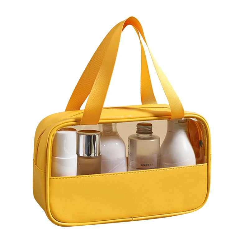 PU Splice Makeup Bag PVC Transparent Waterproof Wash Bag Travel Portable Handbag Large Capacity Bathroom Storage for Storage Bag Makeup Organizer Cosmetic Bag Cosmetic Storage Bag Toiletry Bag Makeup Bag Cosmetic Case