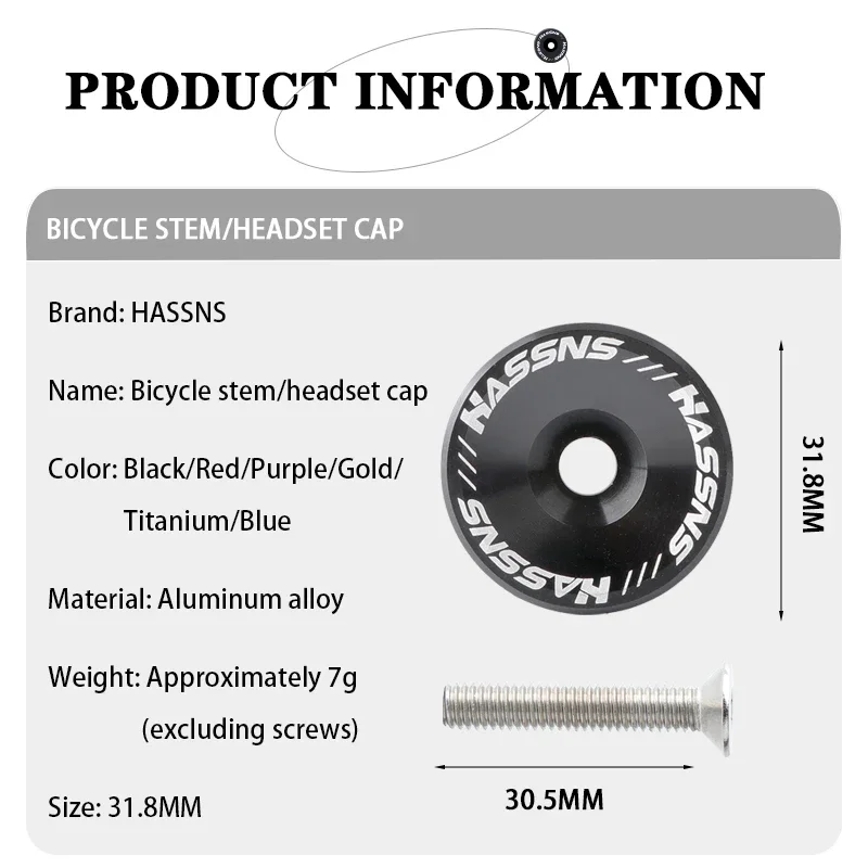 Description Picture 3 of itemHASSNS Mtb Power Cap Stem Cap Bicycle Headset Top Cover For Mountain Road Bike Table Cover Aluminium Alloy Steering Series Top