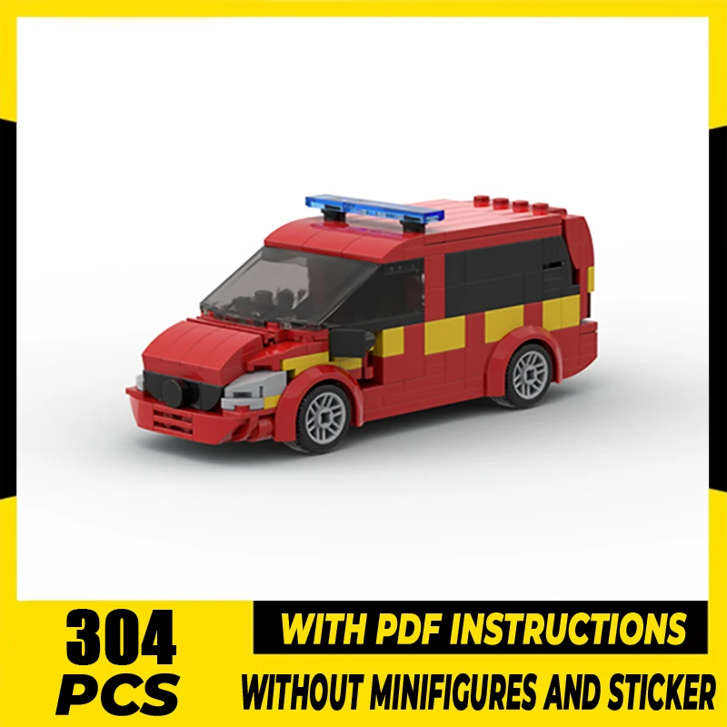 

Moc Building Blocks London Fire Brigade Command Vehicle Car Model Technology Brick Brand-name Vehicle DIY Toy For Gifts