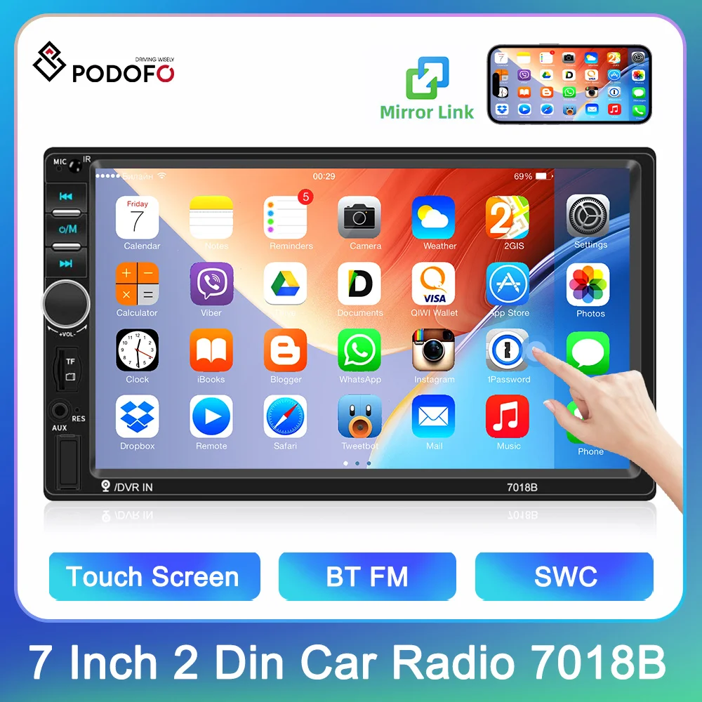 Podofo-2din-Autoradio-7-bt-Touchscreen-Video-MP5-Player-Lenkrad-Remote ...