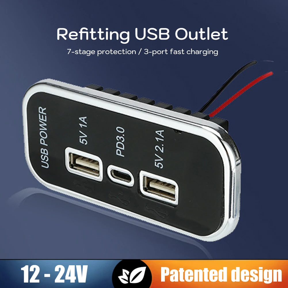12V 24V USB-Steckdose 3 Anschlüsse Schnell ladegerät USB PD Typ C