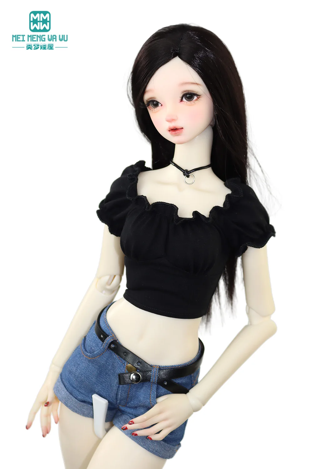 Clothes for Doll Fashionable T-Shirts, Denim Shorts Fits 58-60cm 1/3 BJD DD SD DDL Spherical Joint Doll Gift for Girls