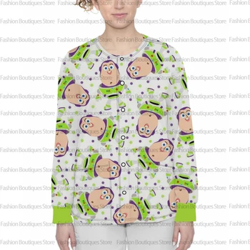 Nuovi abiti da lavoro per dentisti Primavera e autunno Giacca cardigan con bottoni a maniche lunghe da donna stampata con motivo cartoon Disney 1