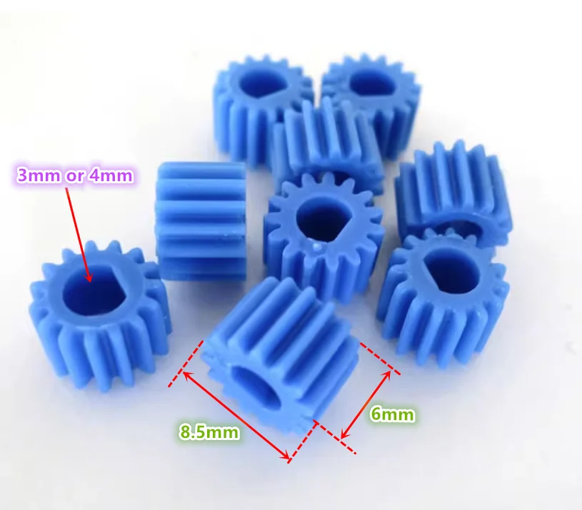 10pcs, OD 8.5mm plastic gear 0.5M 15T POM blue gear for N20 ,130 370 DC motor