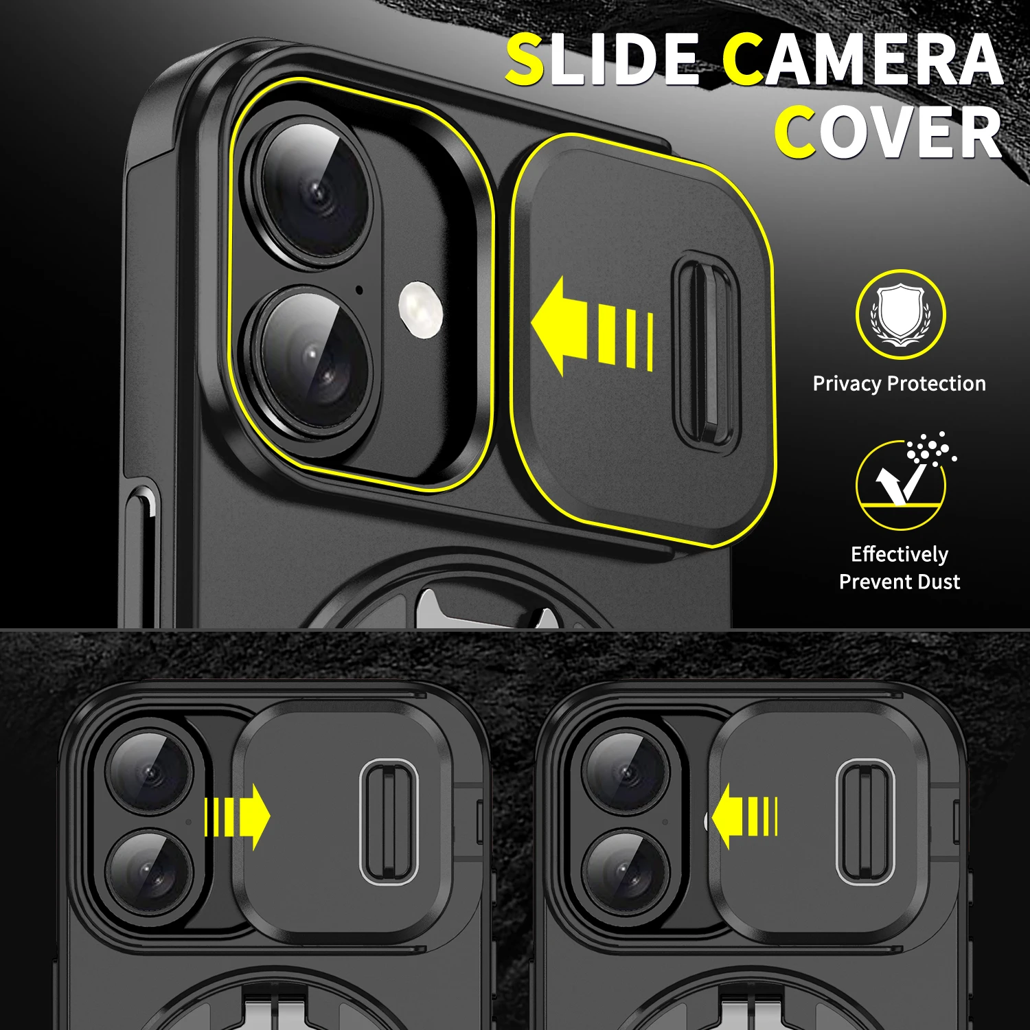 360-Degree Rotating Magnetic Phone Case with Camera Protection