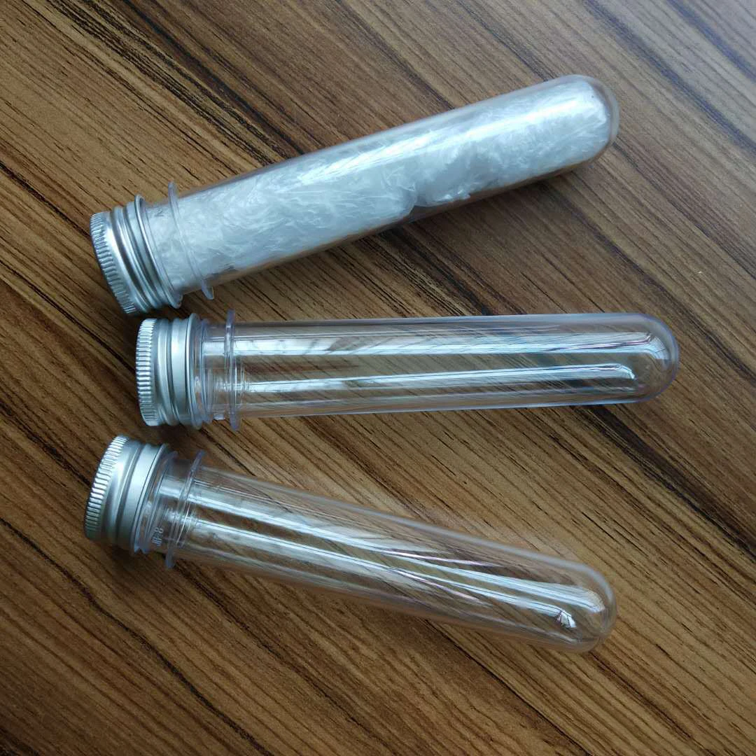 플라스틱 실험실 시험관, 40ml 조각, 캡이 있는 투명한 시험관, 학교 실험실 용품 액세서리