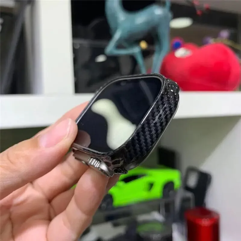 Genuine Carbon Fiber Bumper Case For Apple Watch Ultra 2 49mm Genuine Carbon Fiber Bumper Cover For Apple Watch 9 8 7 41mm 45mm
