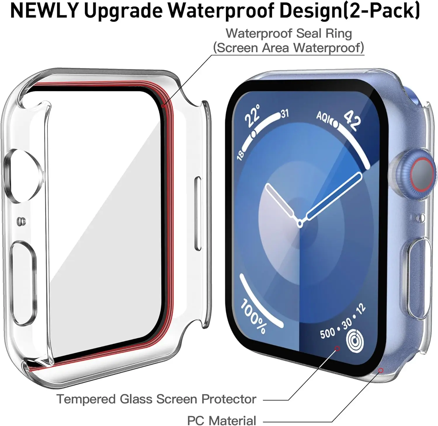 Waterproof Hard Case with Tempered Glass Screen Protector